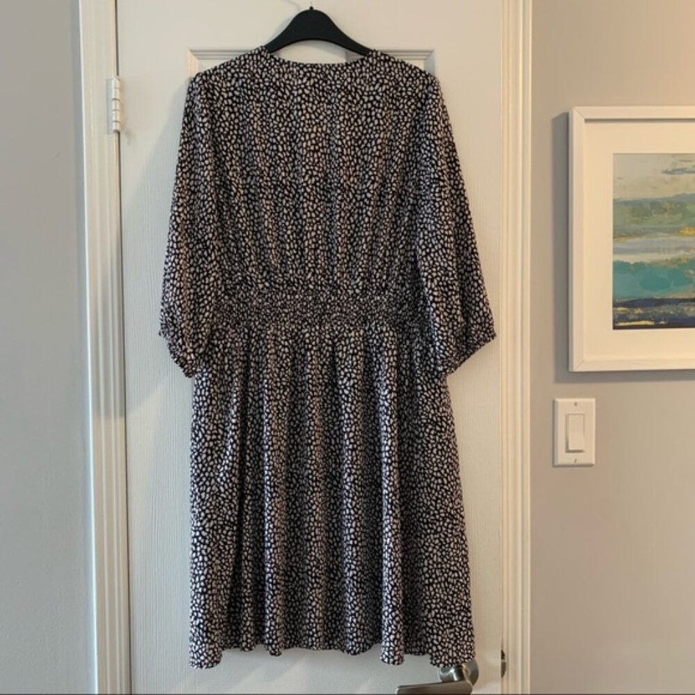 RWCO Navy Animal Print Wrap Fit   Flare Dress L - Picture 5 of 11